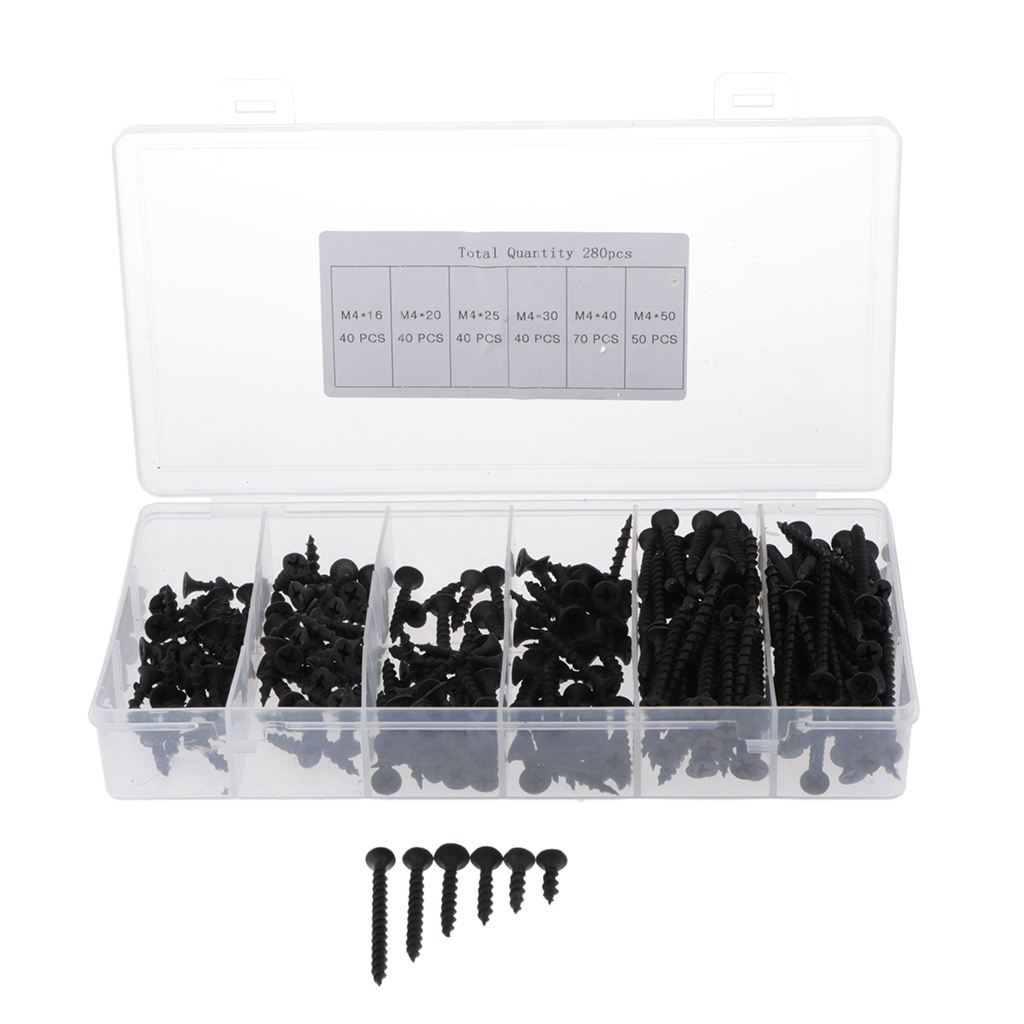 280 Pieces Black Screw Set Electronic Cross Stitch Screws Assortment Kits