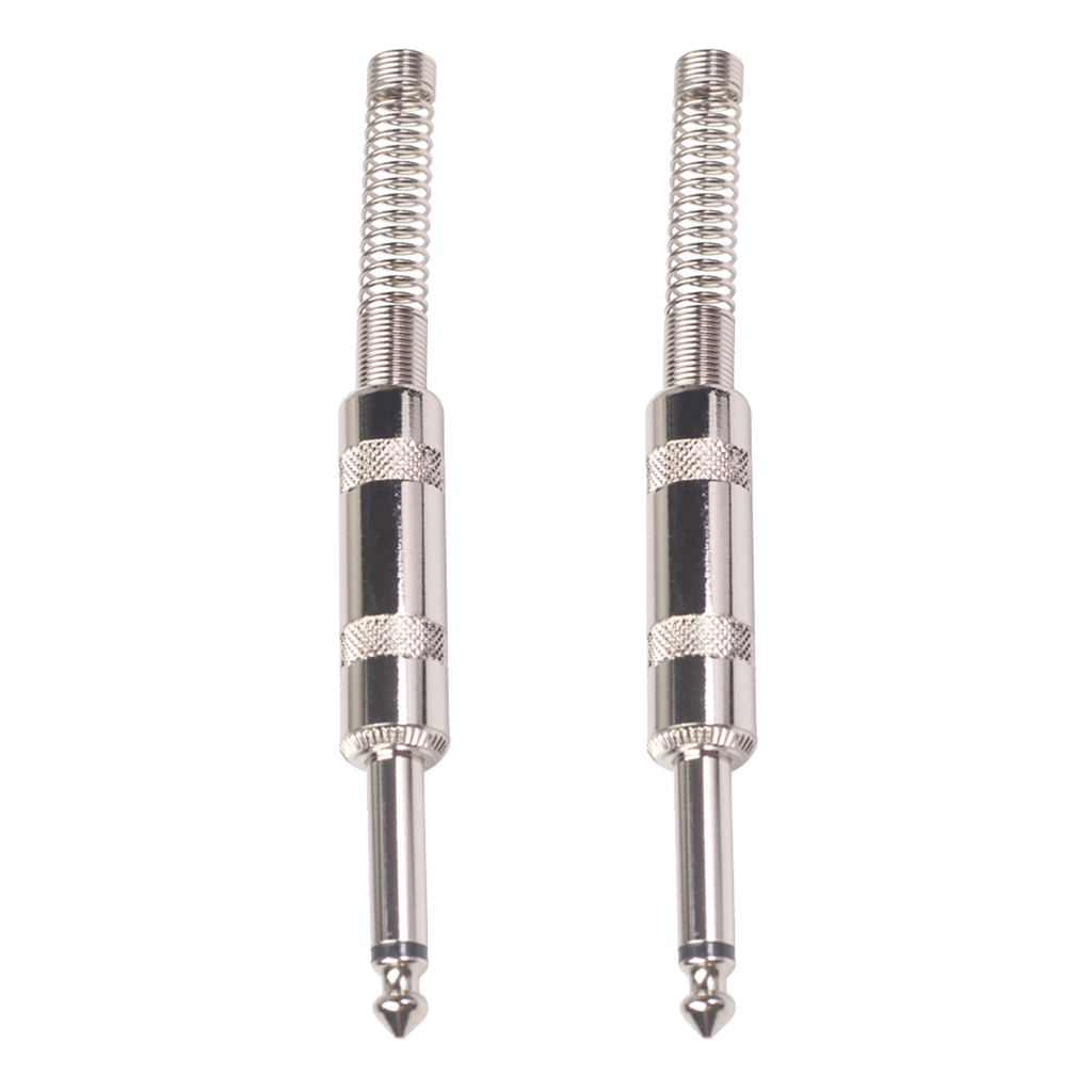 2x 1/4inch TS 6.35mm Mono Plug for Speaker Microphone Guitar Bass Audio Cables