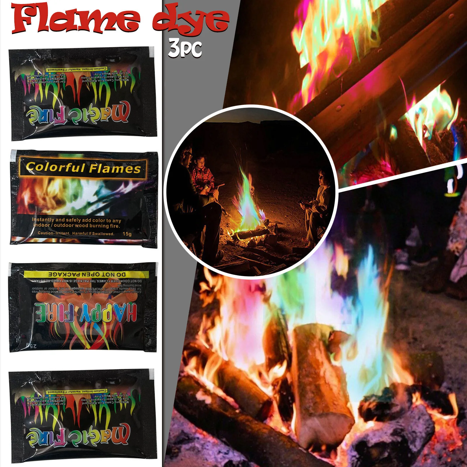 Paquetes de 30 Gramos para Fuegos de leña en Interiores o Exteriores Rianpesn Fuego místico Llamas mágicas cósmicas Llamas mágicas Multicolor Cambiador de Color de Llama Duradero 