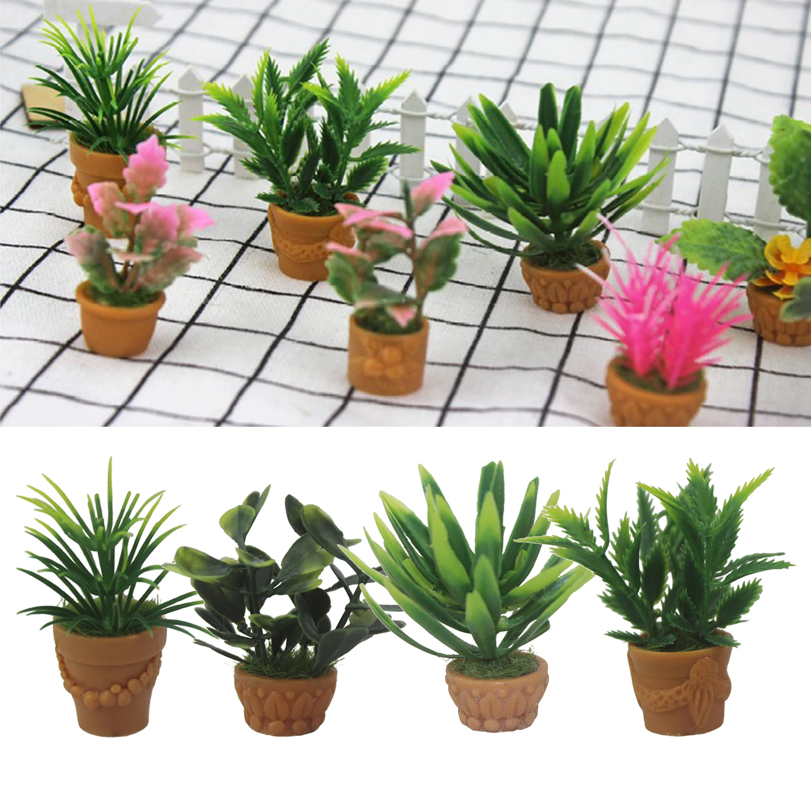 Dollhouse Miniature Set of Six Dusty Miller Plants 1:12 Scale 