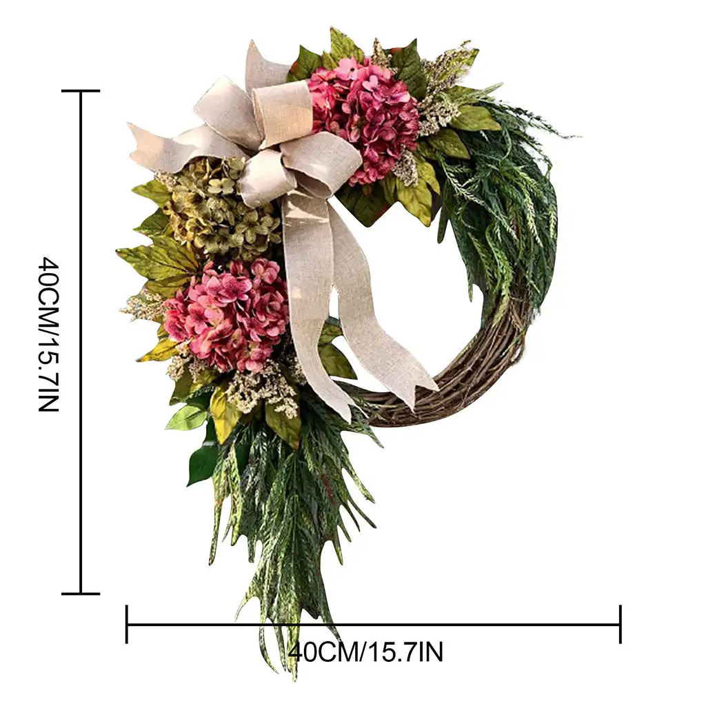 Flower Wreath Hydrangea&Eucalyptus Garland Floral Decor Hanging Ornament