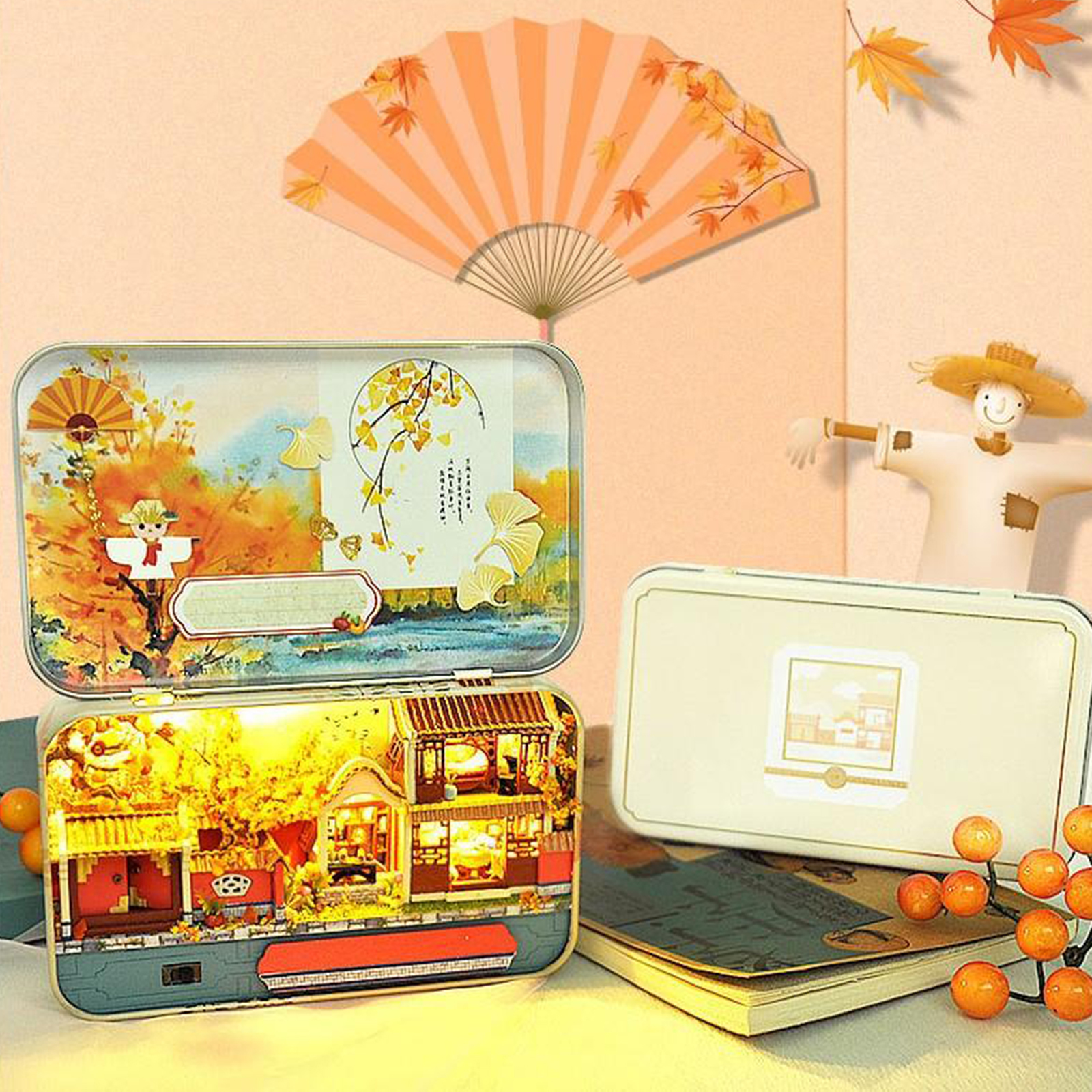 DIY Theatre Dollhouse Creative Autumn Maple Cottage Puzzles Kit Box Gift