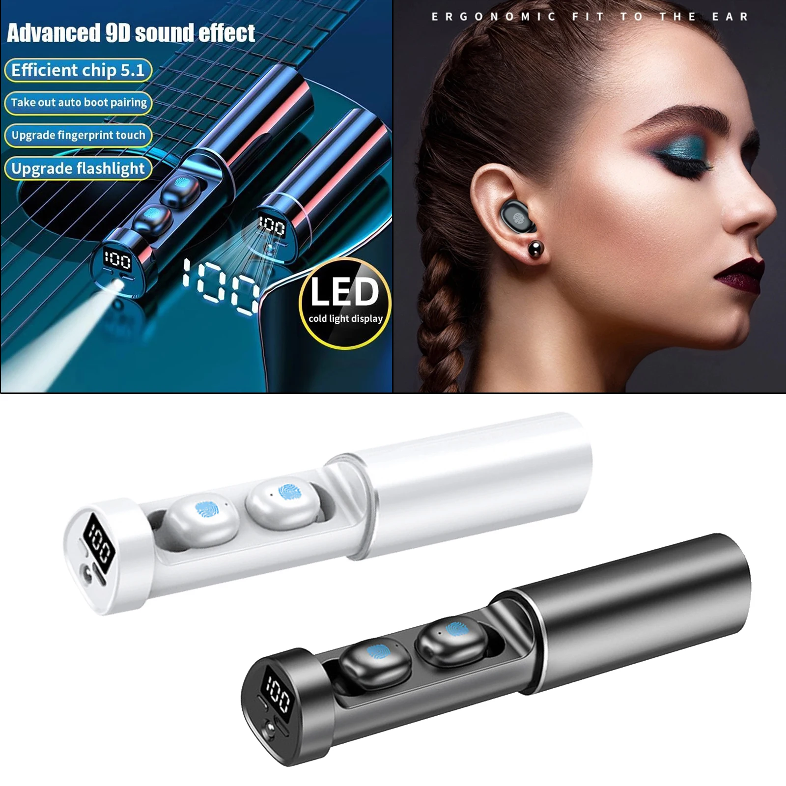 N21 Earbuds, TWS Earphone, in Ear, Built in Mic Headset with Deep Bass Touch Control Noise Canceling LED Digital Display