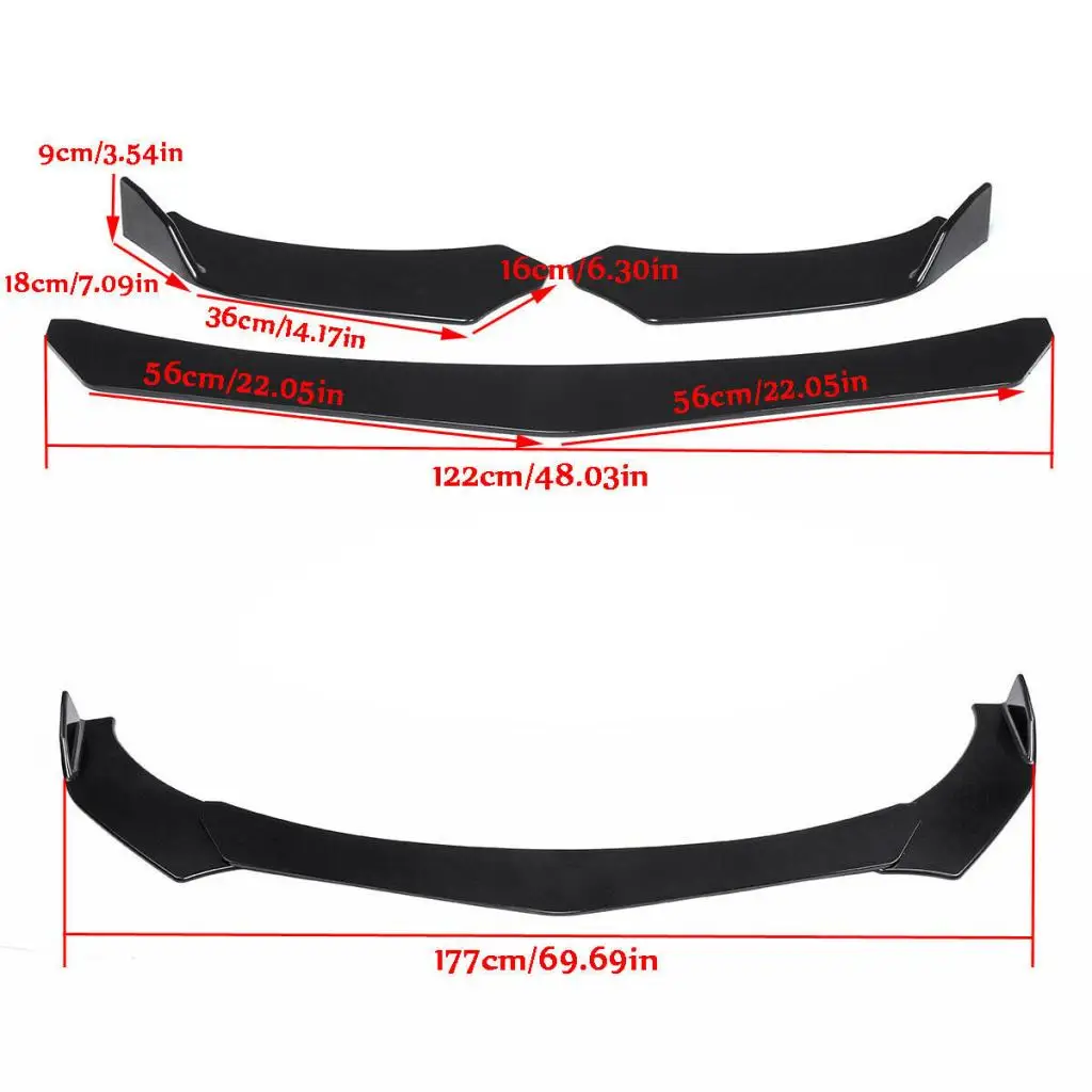 3 Pack Lower Front Bumper Lip Body Kit Spoiler For  IS200T IS250 IS350 ISF