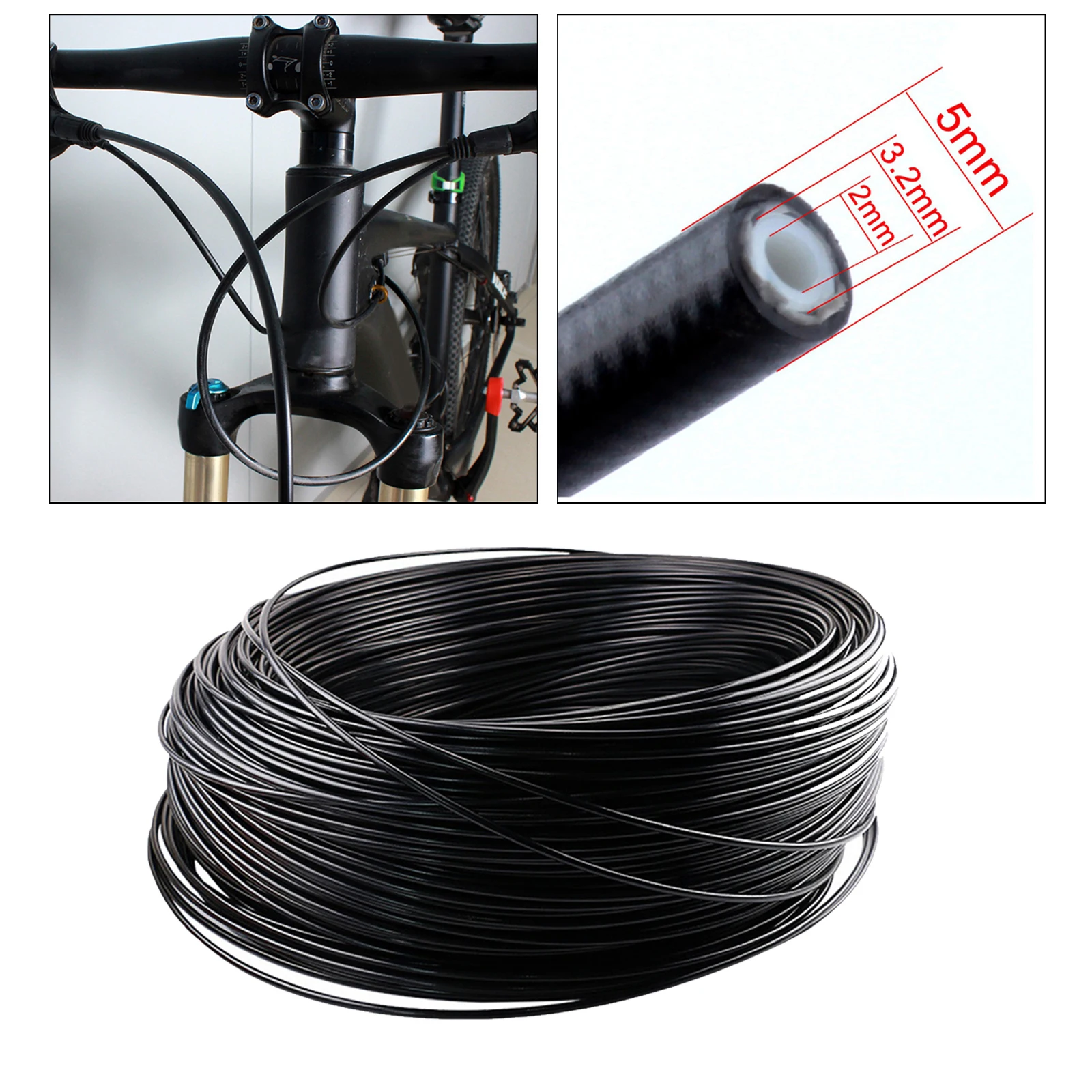 10000PSI 5M Bike Hydraulic Brake Hose MTB Bike Bicycle Hydraulic Disc Brake Oil Tube Pipe Cable 2mmx5mm Replacement for Shimano