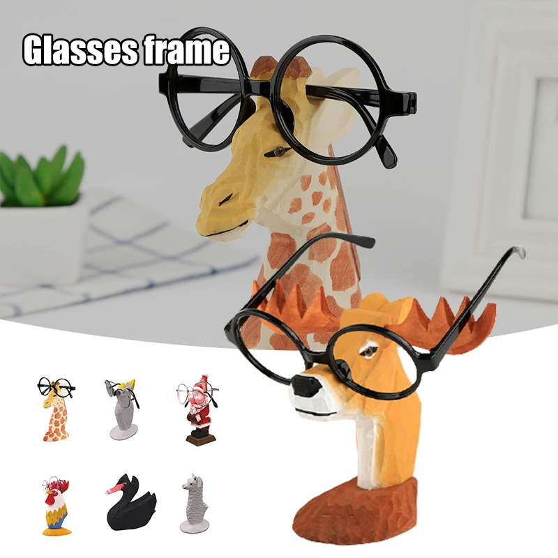 Optical Glass Accessories Earthly Home Handcrafted Wooden Spectacle Eyeglasses Holder Owl Shaped Eyewear Retainer-Sunglasses Holder Display Stand Animal Shaped Home Office Desk Decor Round Base