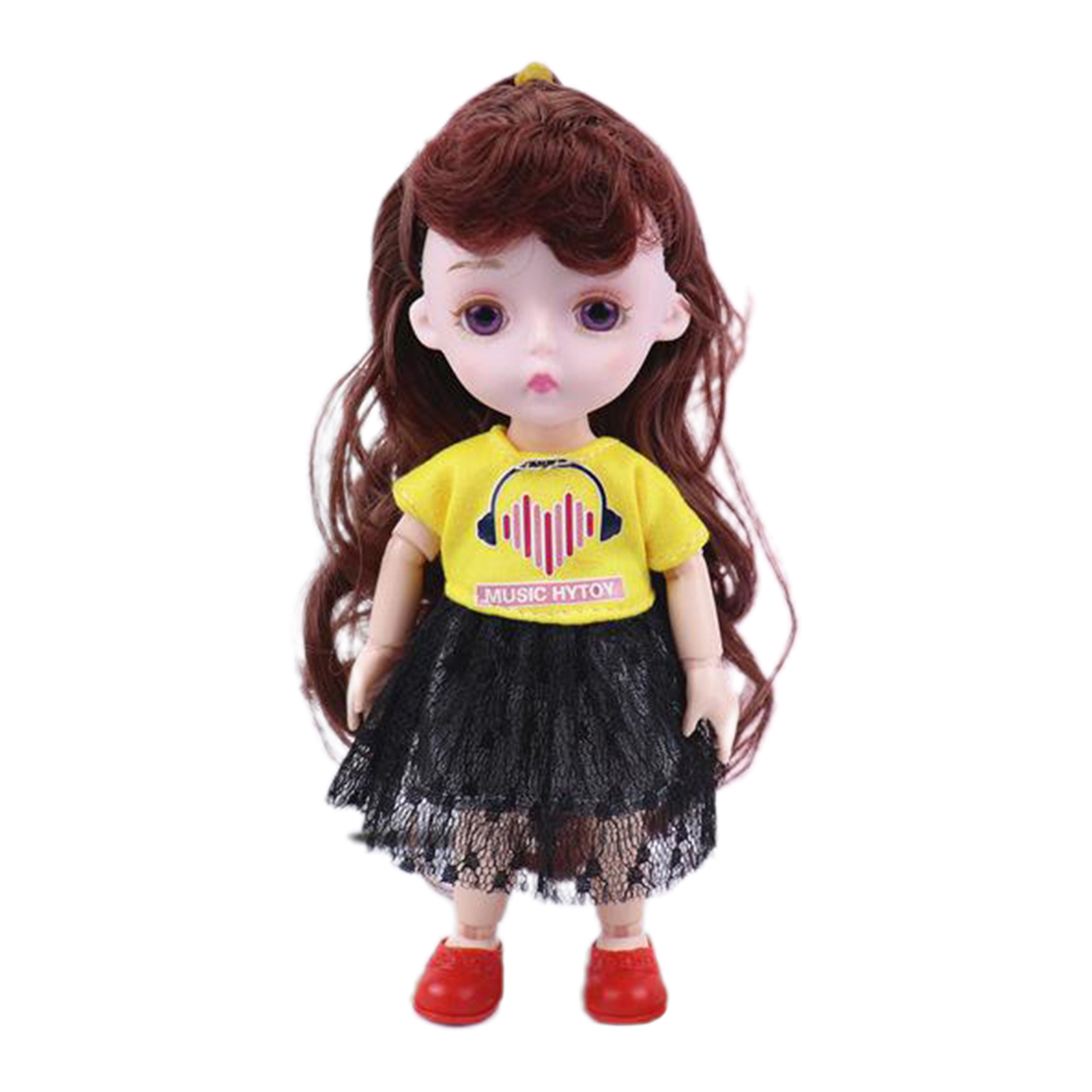 Flexible 14 Joints 6'' 1/12 BJD Doll 3D Eyes Makeup Lovely Dress Up Customized Baby Doll Toy Girls Gift with Outfit Shoes