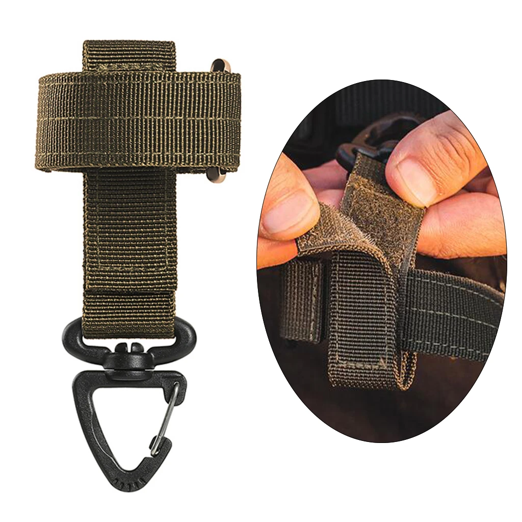 Molle Glove Holder Strap Belt Rope Hanger Hanging Keys Grabber Swivel Clip