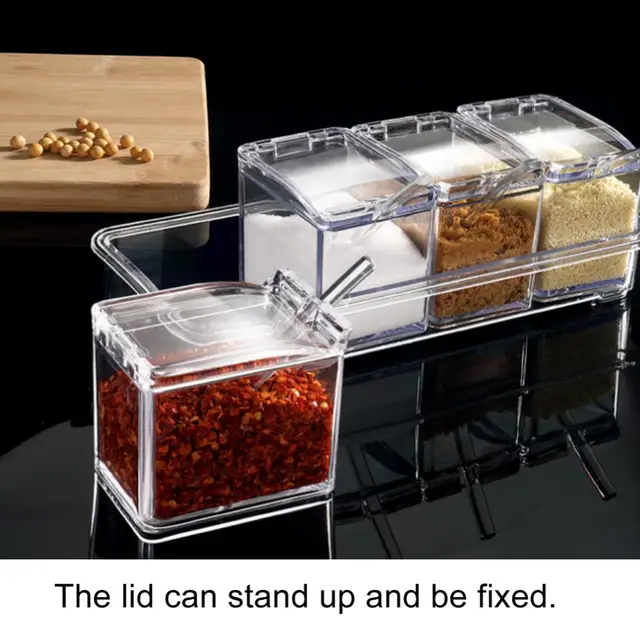 6/8 Grid Transparent Spice Storage Box With Lid Removable Spice Container  Divided Dustproof Sealing Box Kitchen Tool - AliExpress