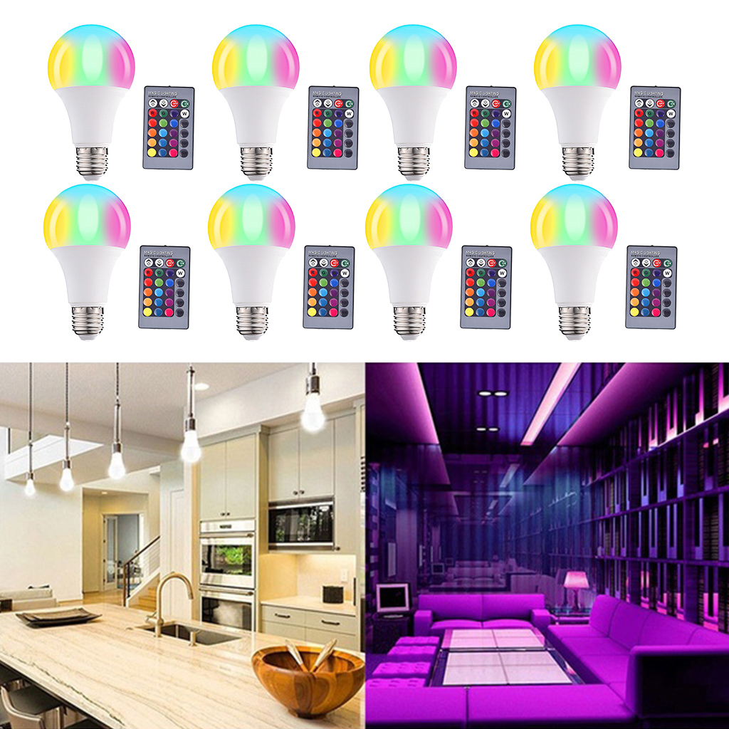 E27 Socket RGB Bulb Remote Color Changing Light Bulbs Home Store Decoration