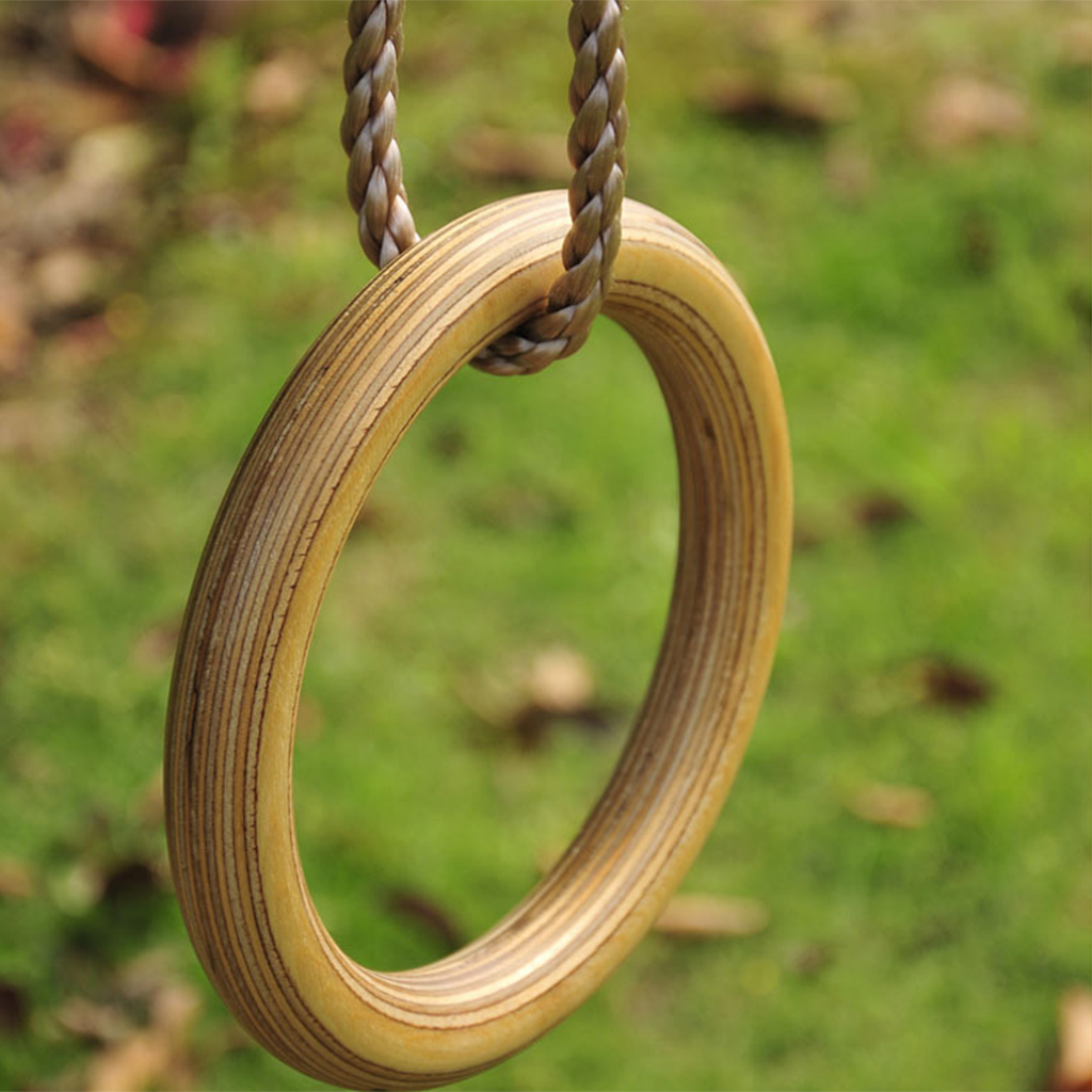 Wooden Strength Training Rings Adjustable Straps Buckles Set Fitness Tool