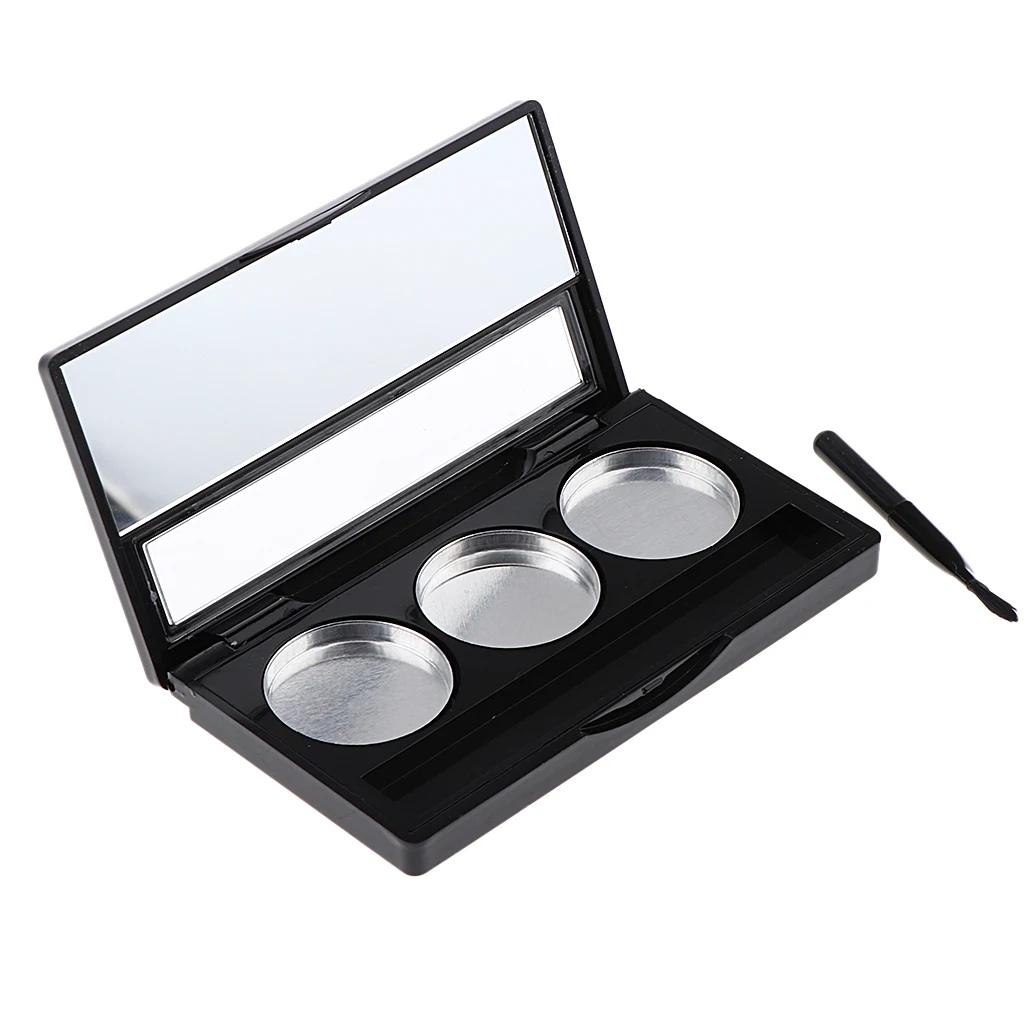 1pcs Plastic Empty Cosmetic Palette Container Case with 3 Round Pans for Storing