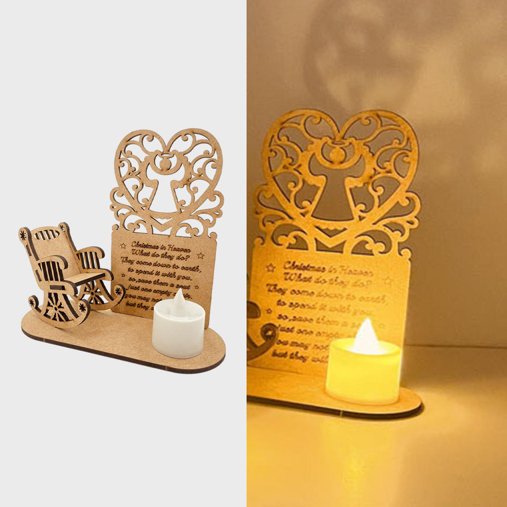 Christmas in Heaven Ornaments Candle Wooden Rocking Chair Bench Memorial Gift Remember Loved Ones Graveside Decoration