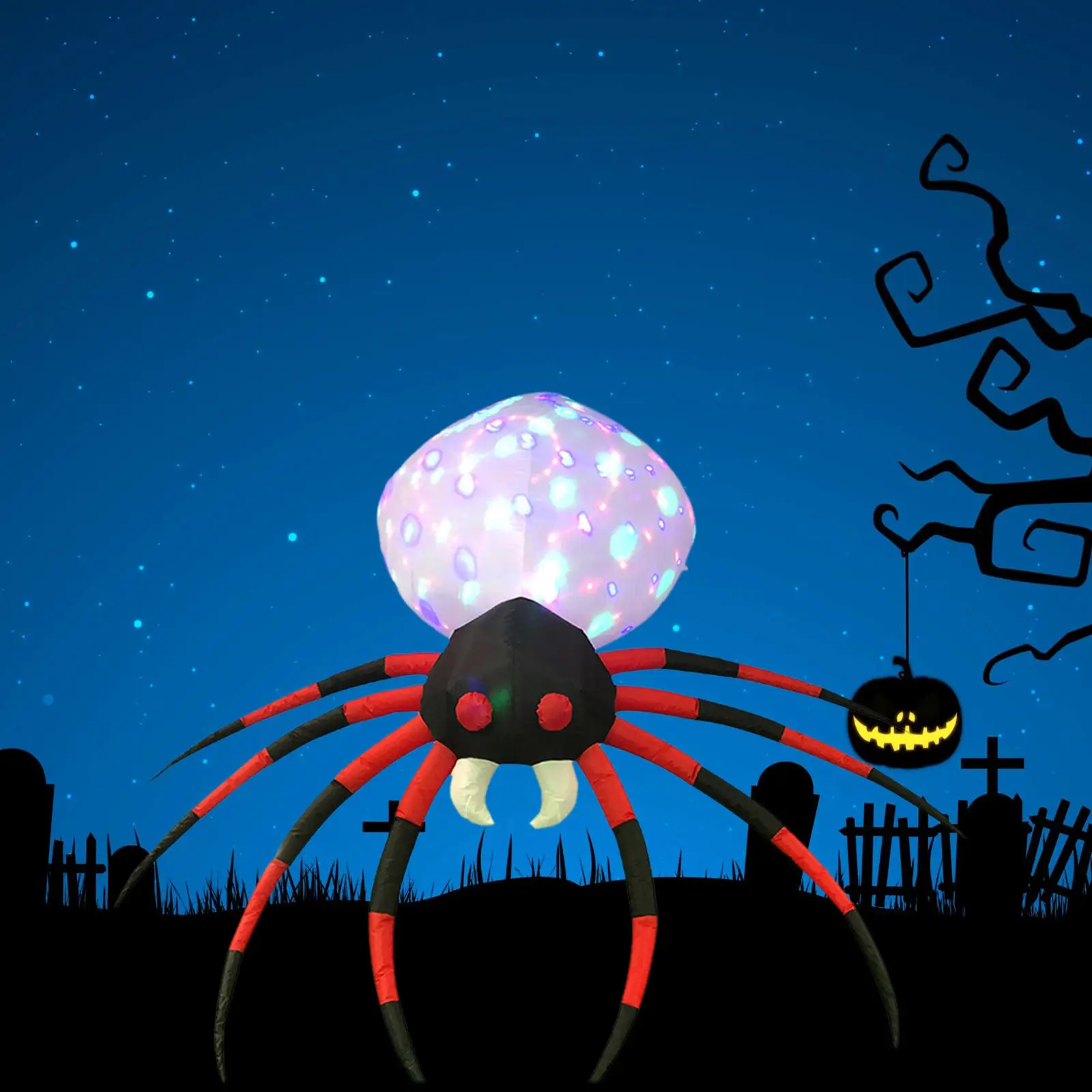 Giant Inflatable spider halloween animal backyard decoration, 2.4m 7.9ft black spider model balloon