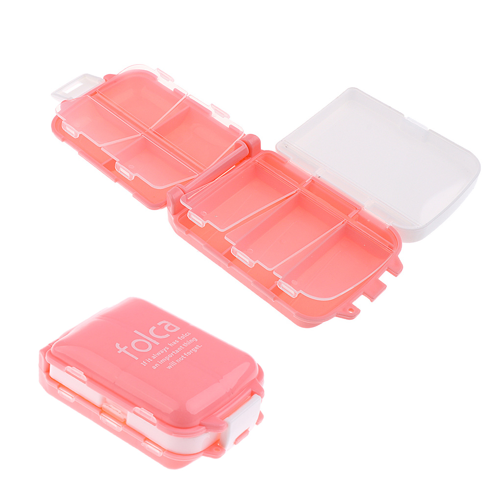 2 Pieces 8 Slots Portable Tablet Holder Organizer Case Pill Box