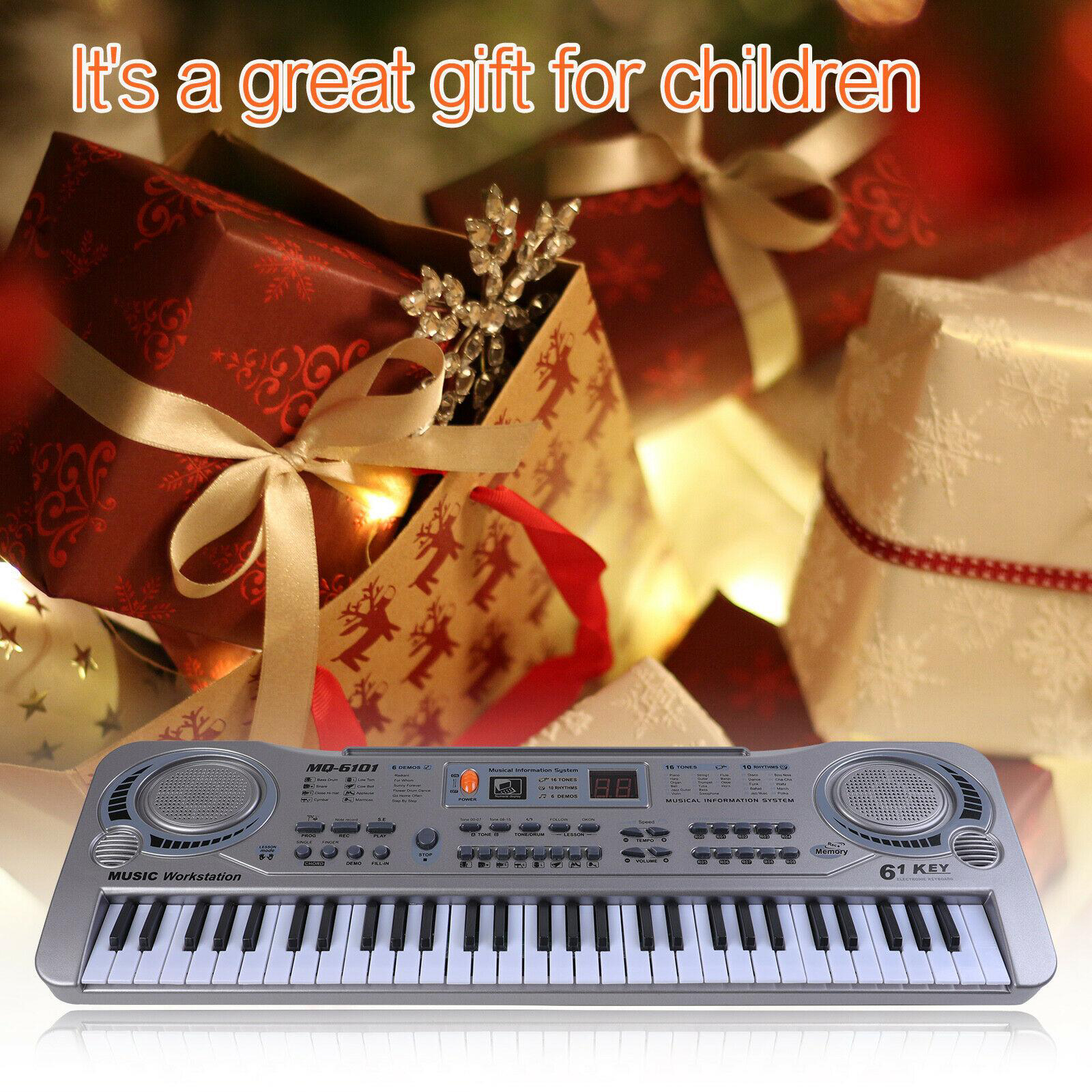 61 Keys Electronic Piano Keyboard Digital Music Instrument with Microphone, 16 Kinds of Timbre, 6 Demos