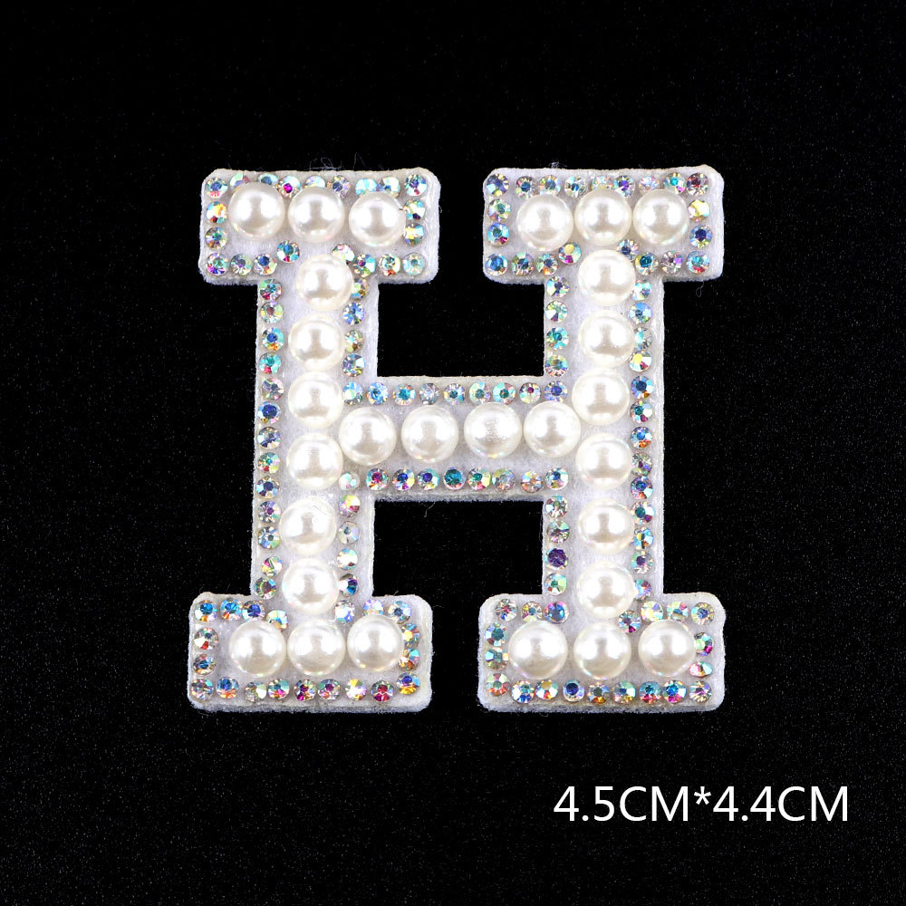 26 brief AB Strass Perle Englisch Alphabet Patch 3D Perlen Aufkleber Mixed Stickerei Patch Für Kleidung Logo Diy Applique – Detail 19