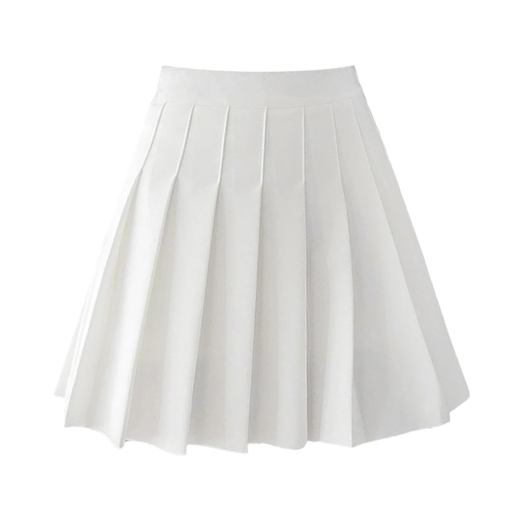 Women Girls High Waist Pleated Skirt Solid Skater Tennis School Uniforms Mini Skirt Cosplay Costume Cheerleader Skater Skirts