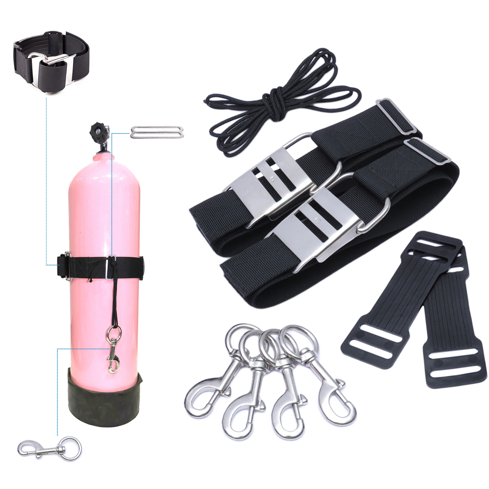 Durable Tank Lock Scuba Diving BCD Dive Band with Cam Buckle and Nylon Rope