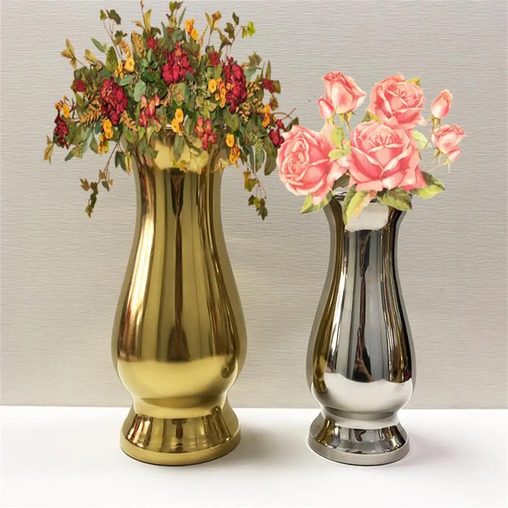 Vases for Flowers,Metal Vase,Desktop Vases Minimalist Style Sturdy Stainless Steel Solid Anti-Rust Decorative Silver Vase for Home,Office,Living Room,Table Decor,Centerpieces Golden E 7inch 
