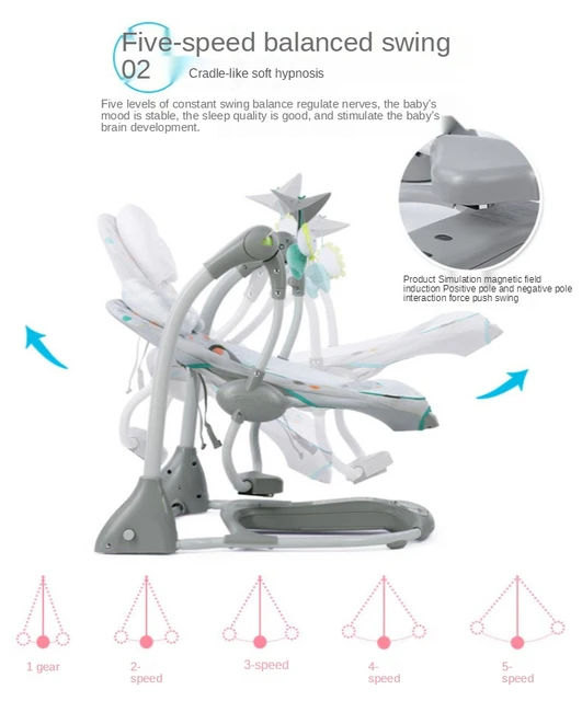 Mecedora de bebé multifunción, columpio eléctrico de música, comodidad  infantil, balancín plegable para recién nacido, rebotador