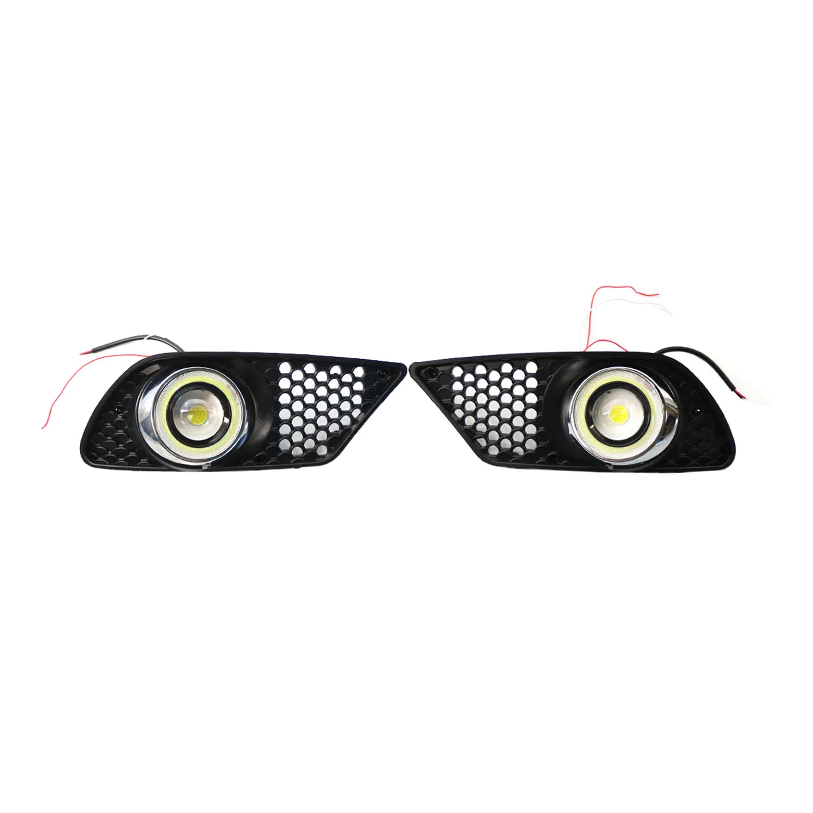 1 Pair Right and Left Bumper Fog Light Grille Cover with LED Lights Compatible for  C-CLASS 2008-2010 Pre-Facelift