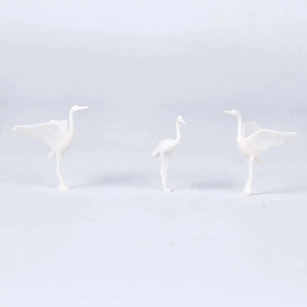 10 Pieces Miniatures Bird Figure Toy Red  Crane for Micro Landscape