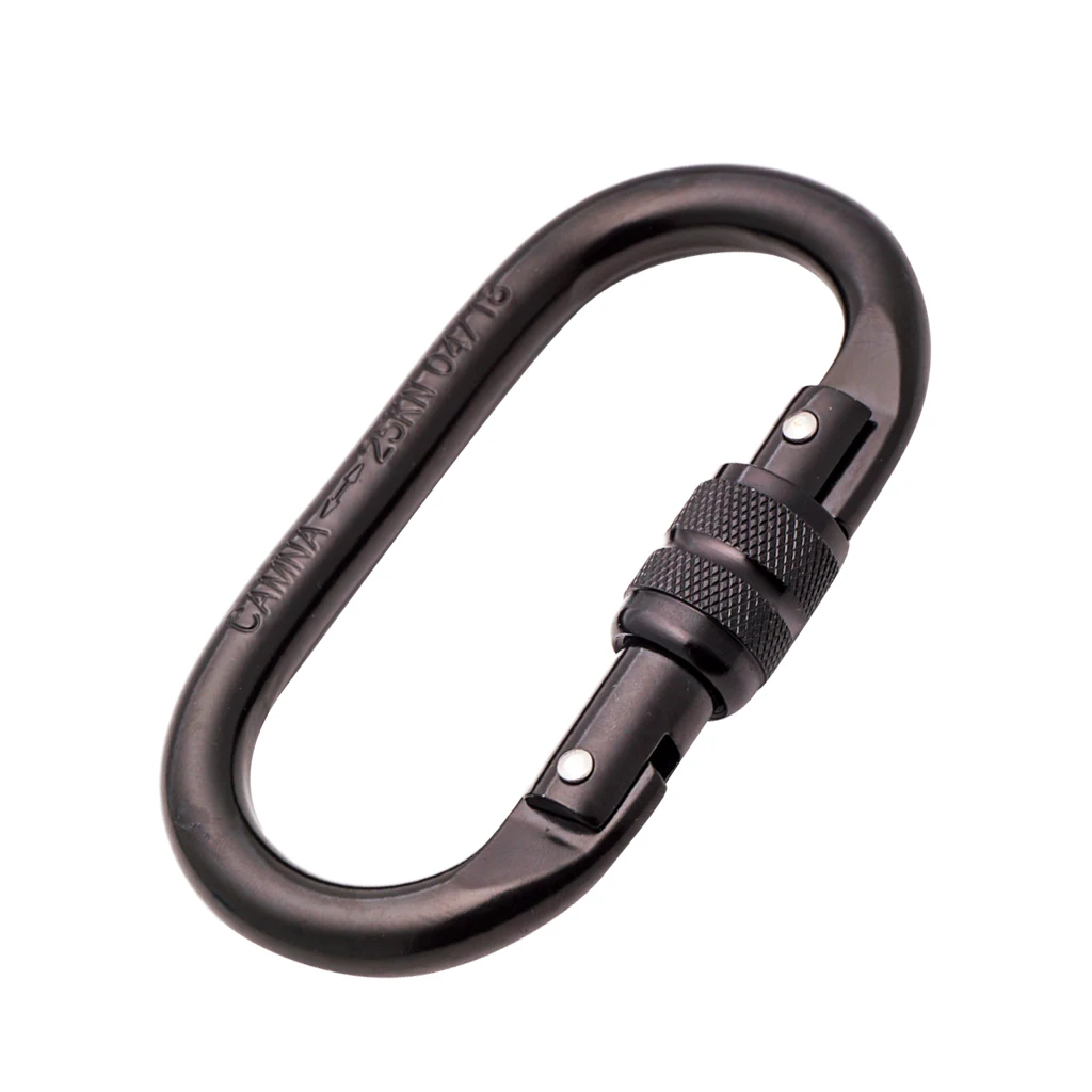 Oval Shape Screw Locking Carabiner Rappelling   Equipment CE Certified