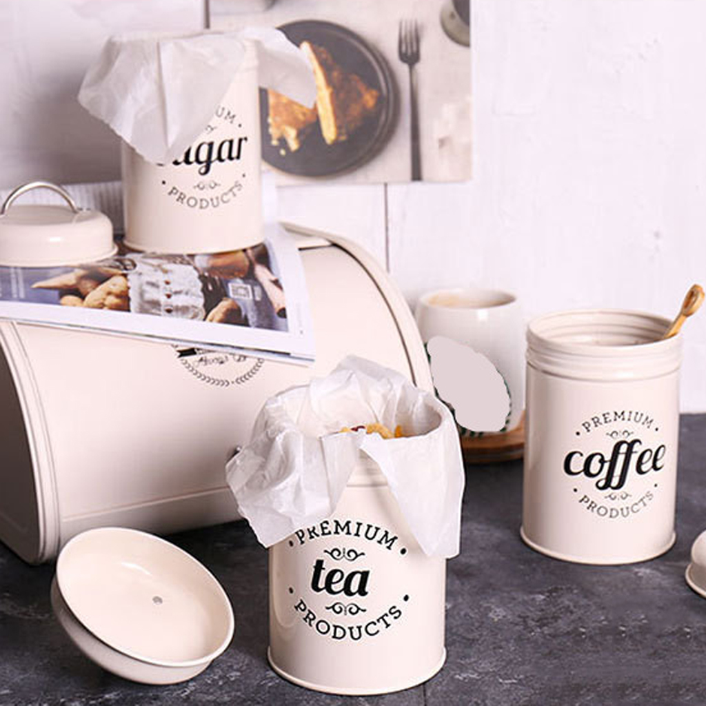 Kitchen Canisters Set Vintage Tea Coffee Sugar Stackable Food Storage Pot