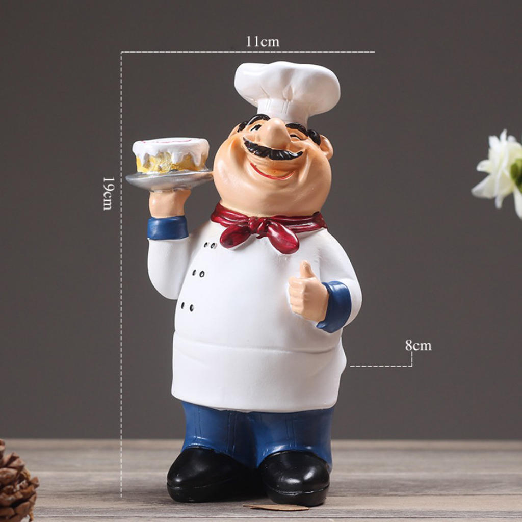 Cute Chef Restaurant Figurines Mini Statue Ornaments Welcome Board Table Decoration Kitchen Cook Café Bar Ornament