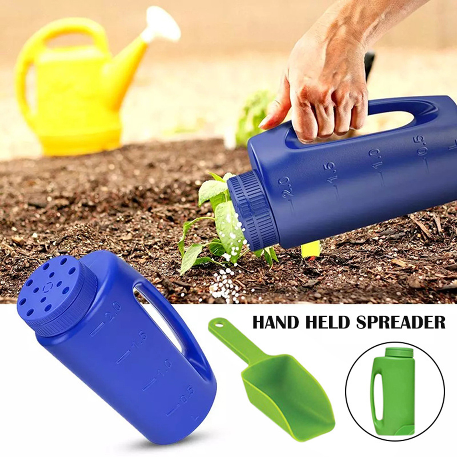Fertilizer Spreader Adjustable Hole Planting Seeding Bottle Watering Can