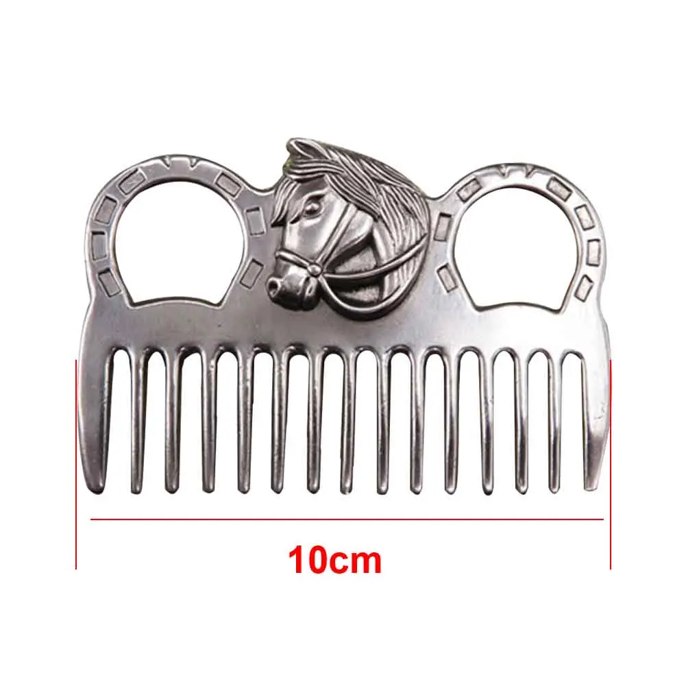 Horse Comb Tail Mane Accessories Metal Brush Durable Ergonomic Equestrian Ponies For Grooming With Keyring Polished Outdoor