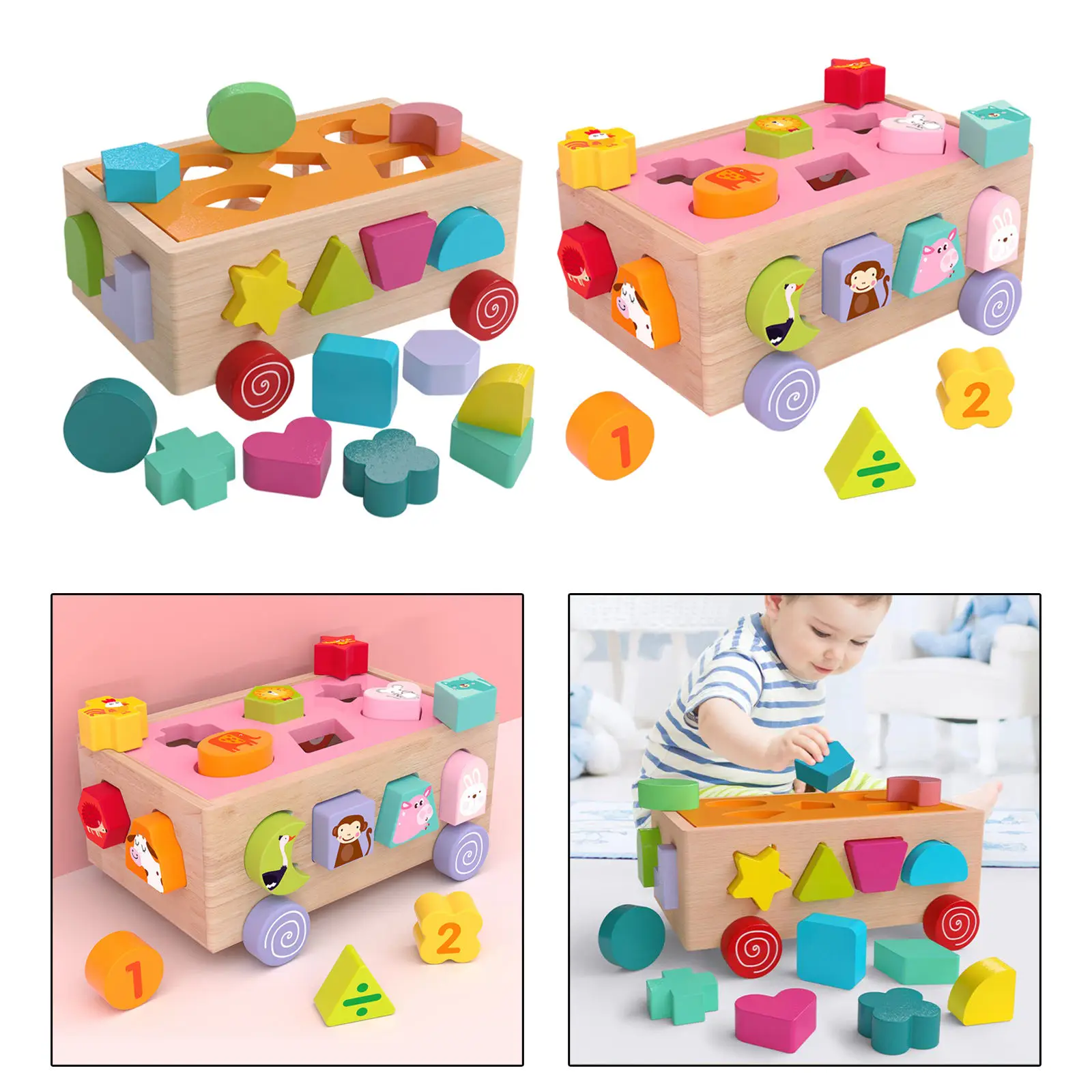 Shape Sorting Cube Board Box Colorful Didactic Classic Classic Present Creative Early Development Build Bricks for Birthday Gift