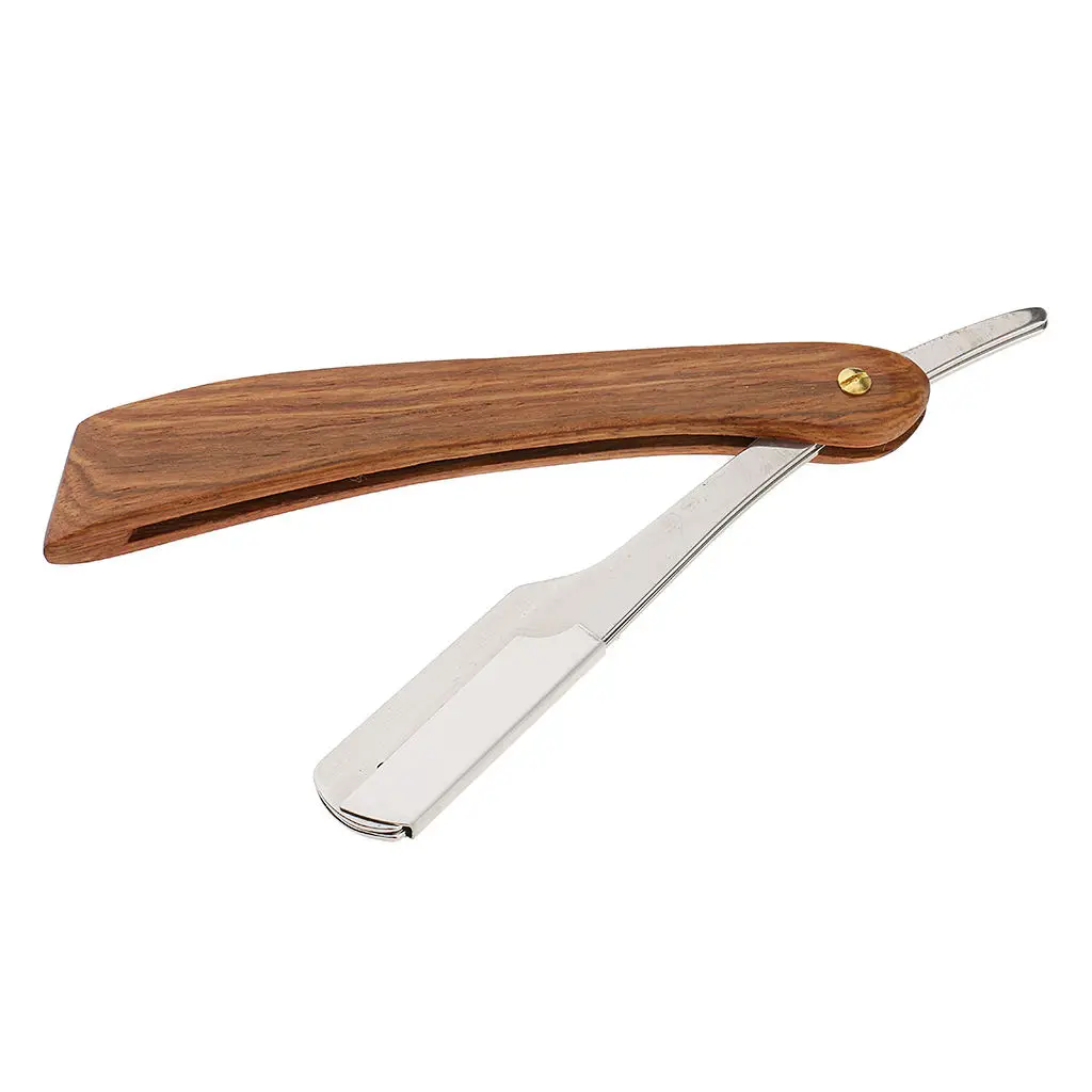 Folding Stainless Steel Wooden Handle Barber Shaving Straight Razor +Case barber shops & hair salons use