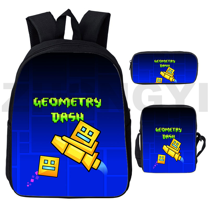 novo jogo polegada geometria traço mochila anime harajuku grande capacidade crianças meninos mochila homens saco de lona da forma da senhora