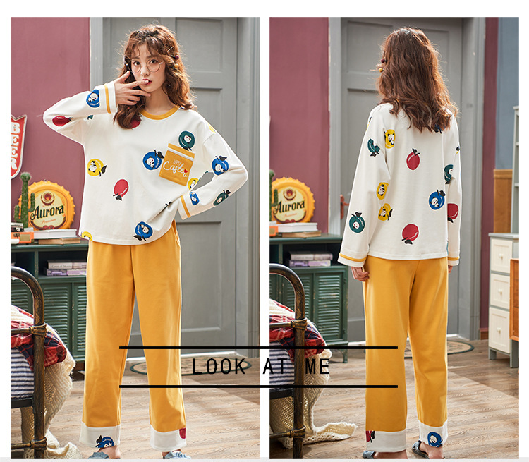 Algodão dos Desenhos Comprida + Calça Slpbely Feminino Pijamas Conjunto Nightwear Primavera Bonito Animados Manga Casual Casa Roupas 13 Slpbely feminino pijamas conjunto nightwear primavera bonito