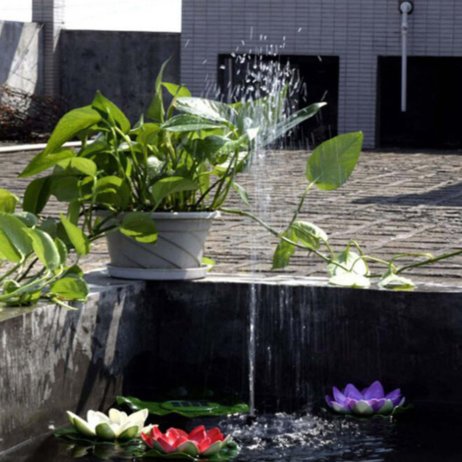 Solar Fountain, Outdoor Submersible Floating Solar Bird Bath Fountain Pump for Outdoor Small Pond, Swimming Pool Black