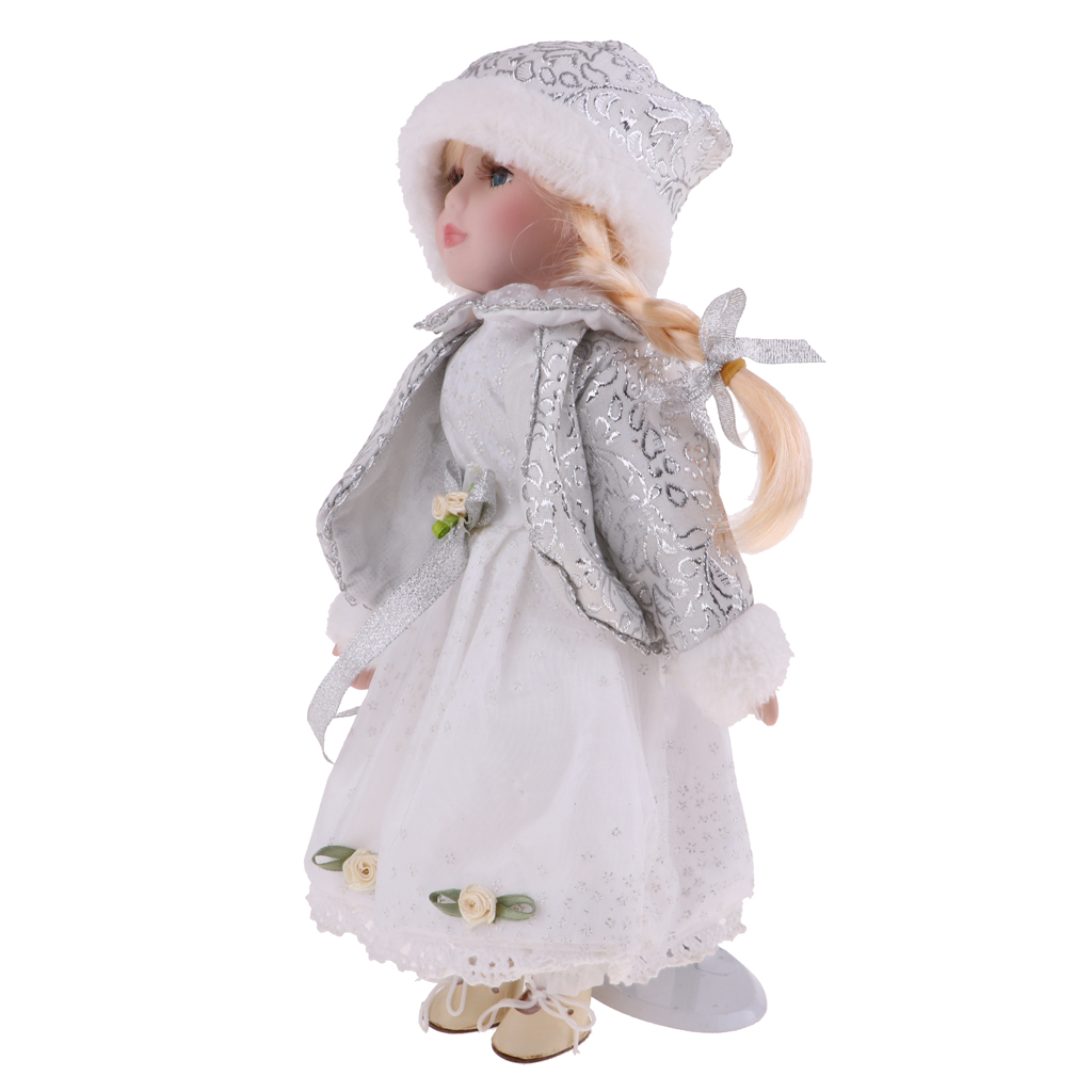 12inch Vintage Porcelain Doll in Dress, Creative Valentin Gift for Girlfriend, Dollhouse People Display Decor Collection
