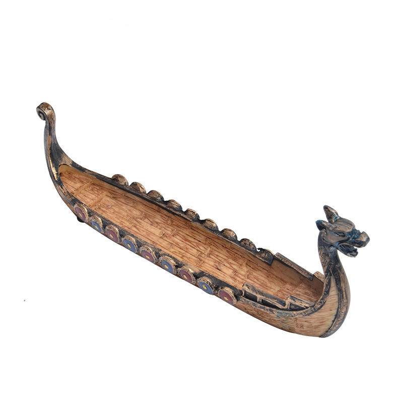 Dragon Boat Incense Stick Holder Burner Hand Carved Carving Censer Ornaments Retro Incense Burners Traditional Design