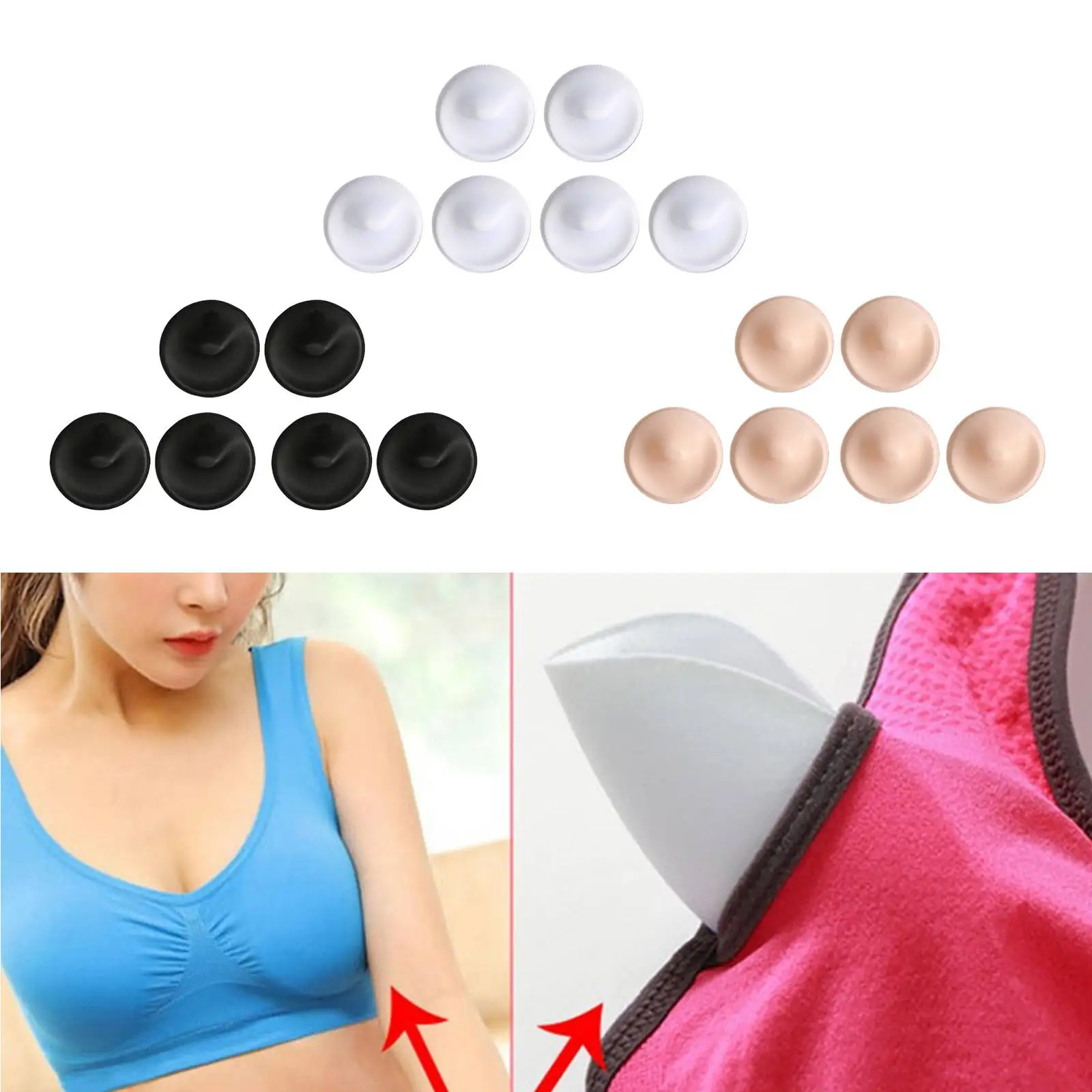 TopBine 3 pairs Round Soft Bra Inserts Pads Removable Sport Bra Cups inserts Mastectomy Bra Inserts For Bikini Top Swimsuit 