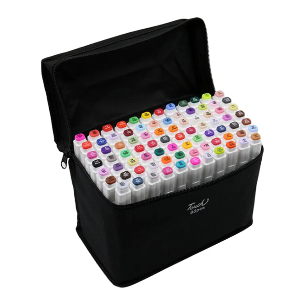80 Colors Art Markers Dual Tips Coloring Brush Pens, Water Based Marker for