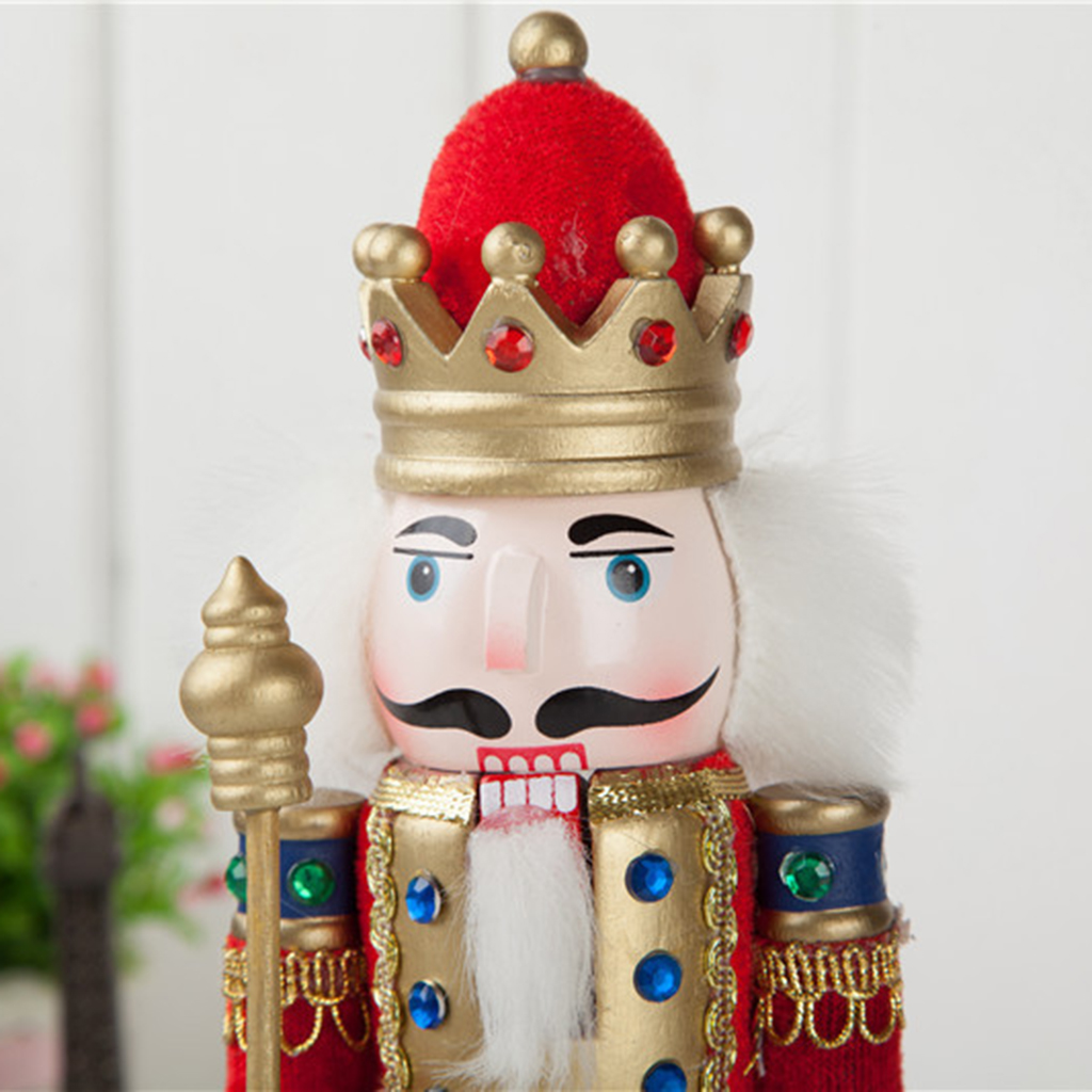 Red 30cm wooden nutcracker soldier figure puppet doll home decor toy