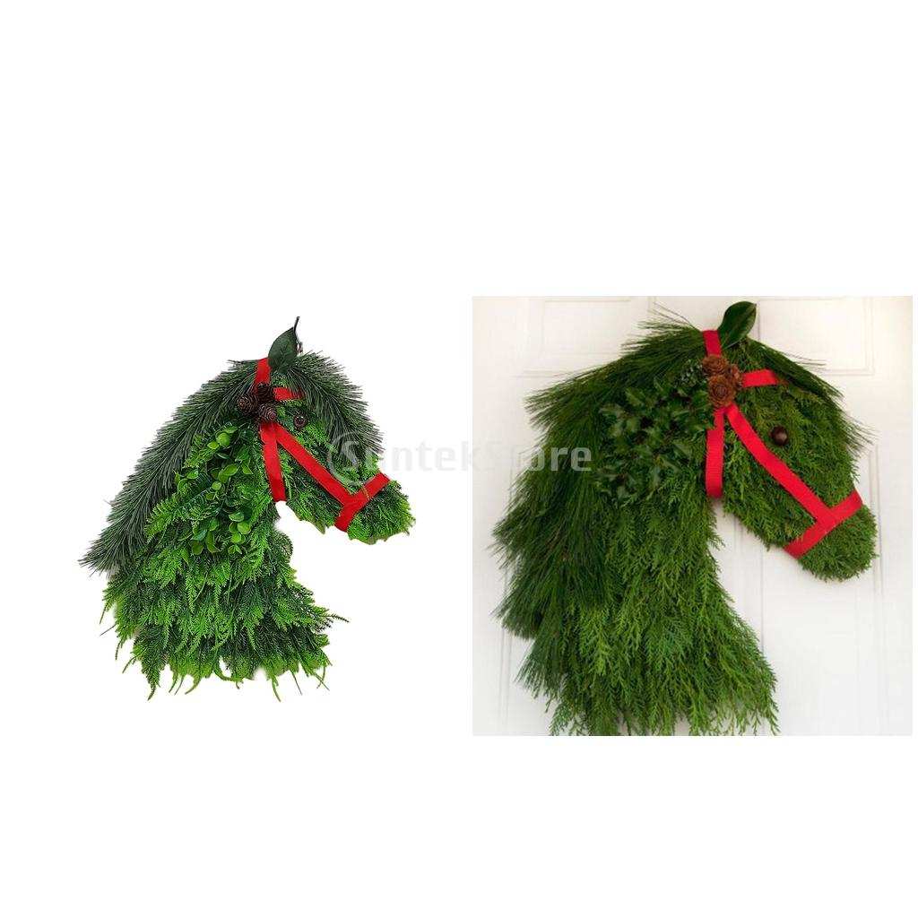 2x Horse Head Wreath Xmas Decor Artificial Wreath Kitchen Festival Decor for Front Door