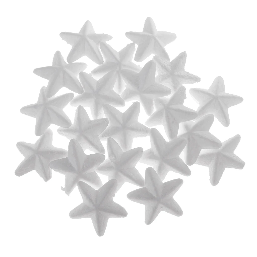 Hot 20pcs Star Shaped Styrofoam Foam Ornaments for DIY Modelling Craft 65mm Chirstmas Birthday Party Decoration Supplies Acces