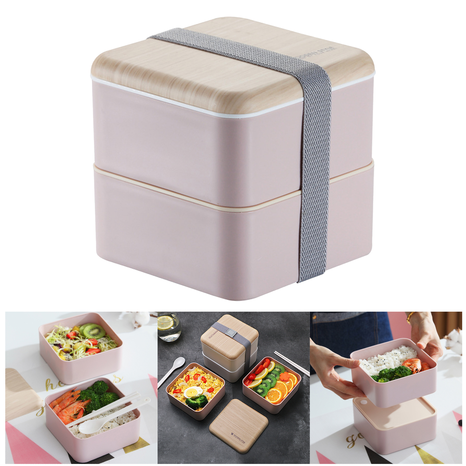 Lunchbox Snack Containers With Chopsticks and Spoon Meal Prep Containers for Office Worker Children Adults