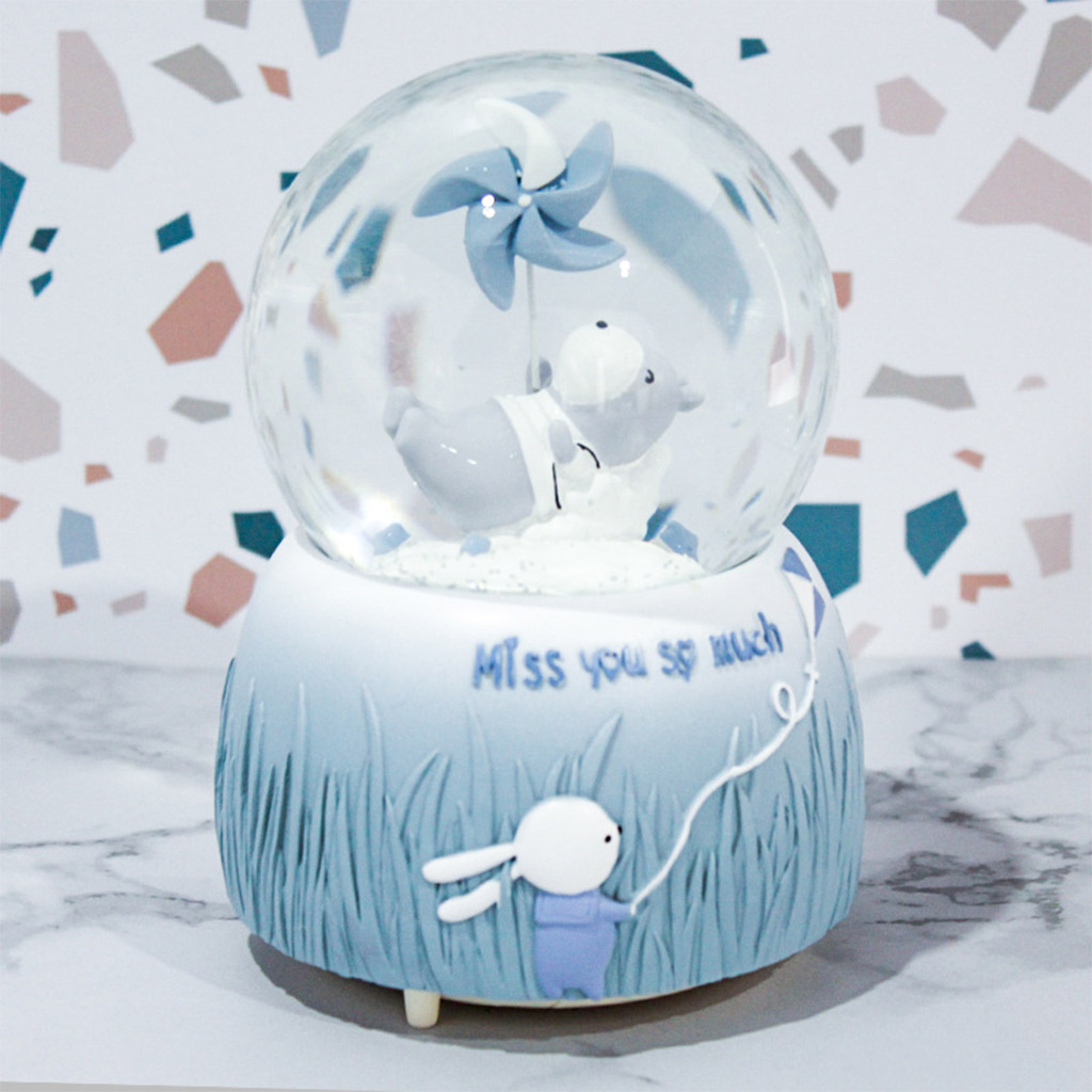 Crystal Ball Glowing Snow Globe Music Box Night Light Ornaments for Mom Kids Daughter Son