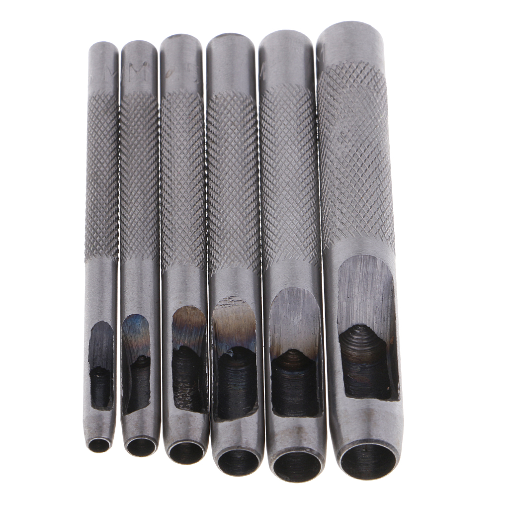 6Pcs/set Leather Hole Puncher Hollow Round Punch Tool Strap Belt Stitching 3mm-8mm