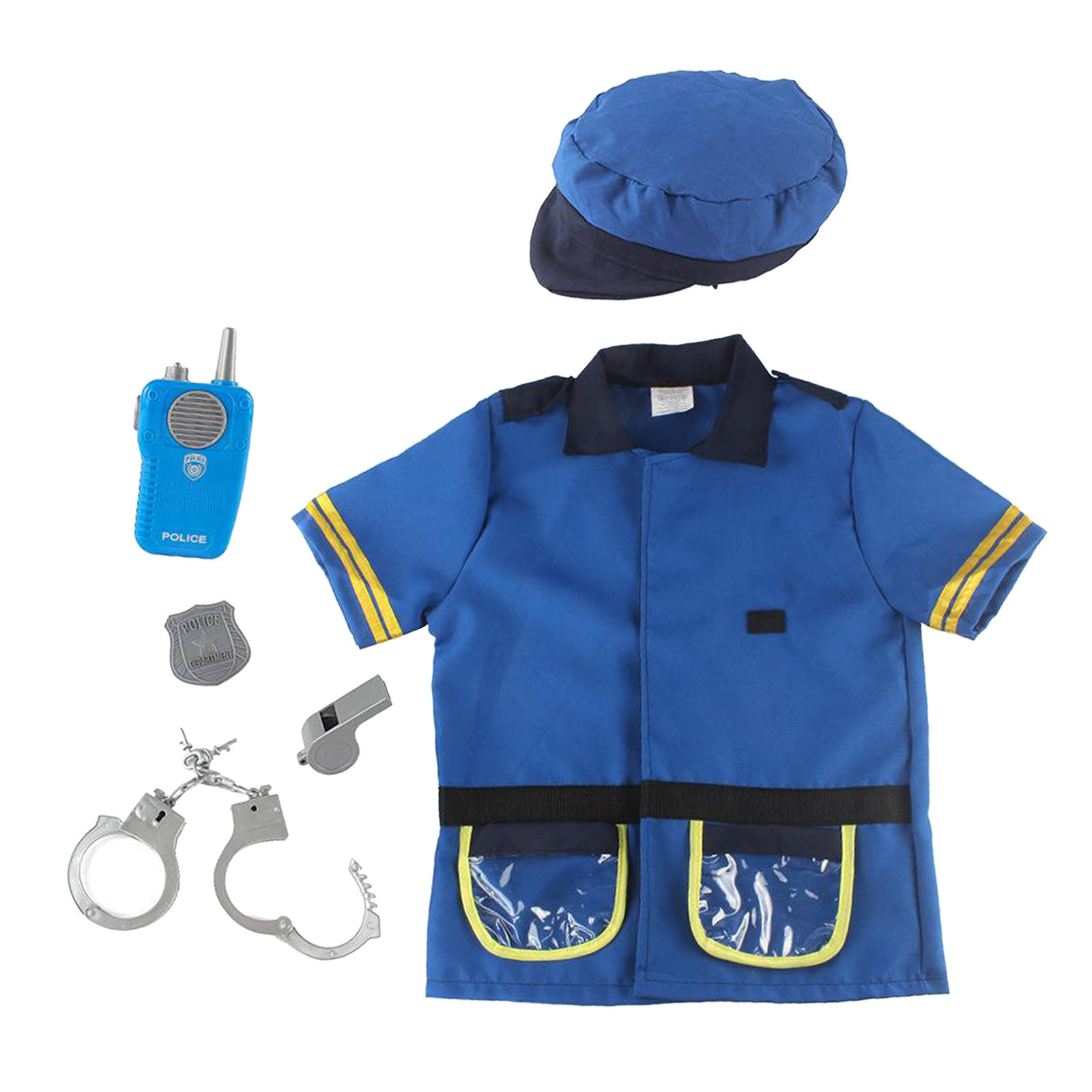 6Pcs/set Police Officer Set Kid Role Play Toy Walkie Talkie w/ Badge Handcuff Whistle Props Kit for Policeman Pretend