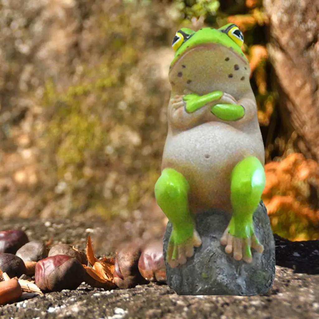 Cute Resin Sitting Naughty Frog Statue Outdoor Garden Decorative Mini Animal Sculpture Home Ornament
