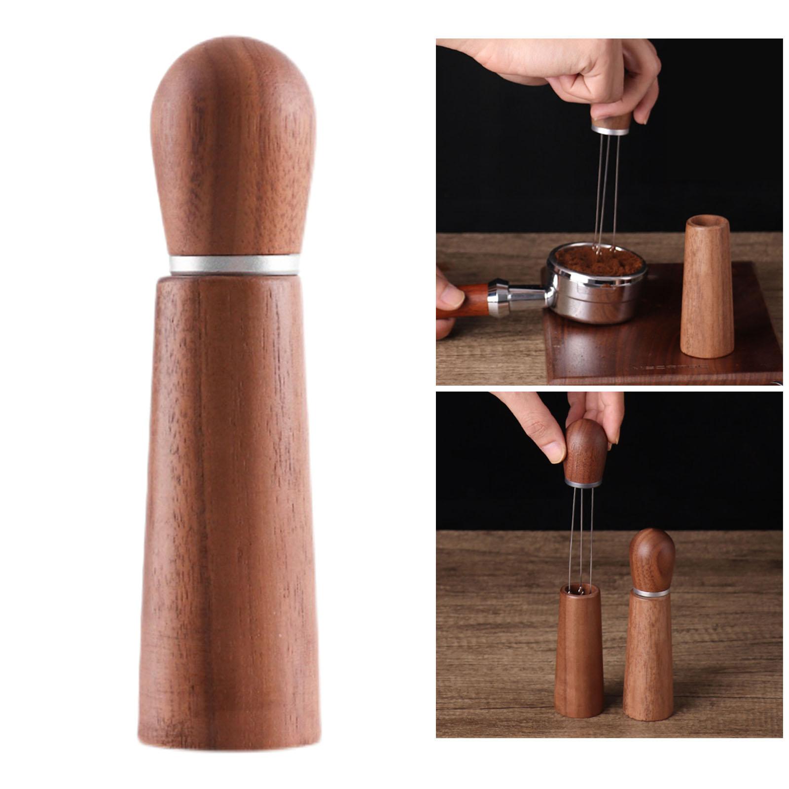 304 Stainless Steel Coffee Distributor Needle Coffee Stirrer Wood Handle Espresso Dispensing Hand Tamper Barista Kitchen